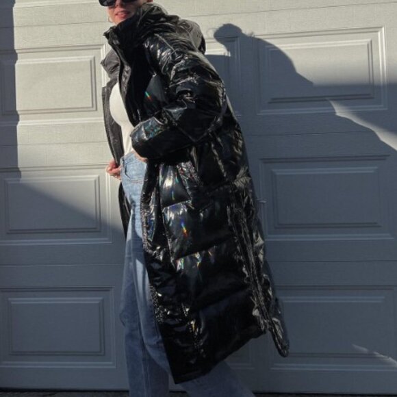 DEPT. ANONYM Black Shine Maxi Puffer Coat - Picture 2 of 2
